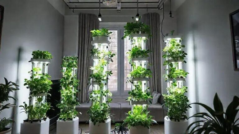 4 designs de torres hidropônicas verticais para apartamentos de 30m²